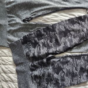 Gymshark Gray and Black Leggings. One Grey , One Camo Blk N Grey.